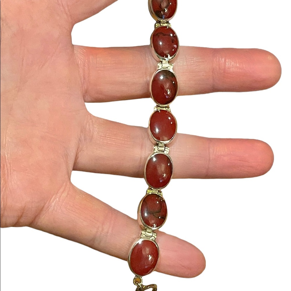 - Vintage sterling silver 925  Navajo coral link bracelet